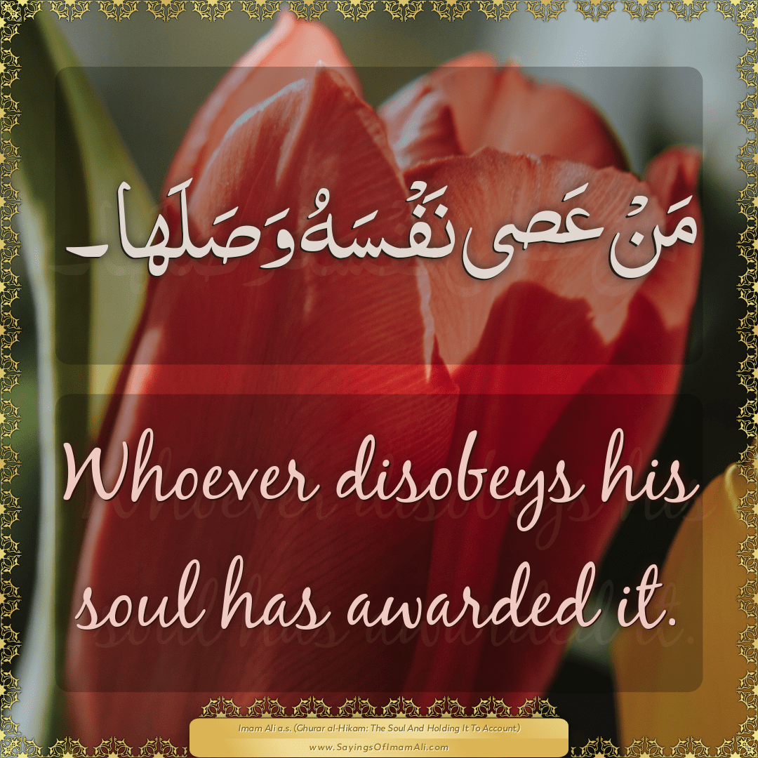 Whoever disobeys his soul has awarded it.